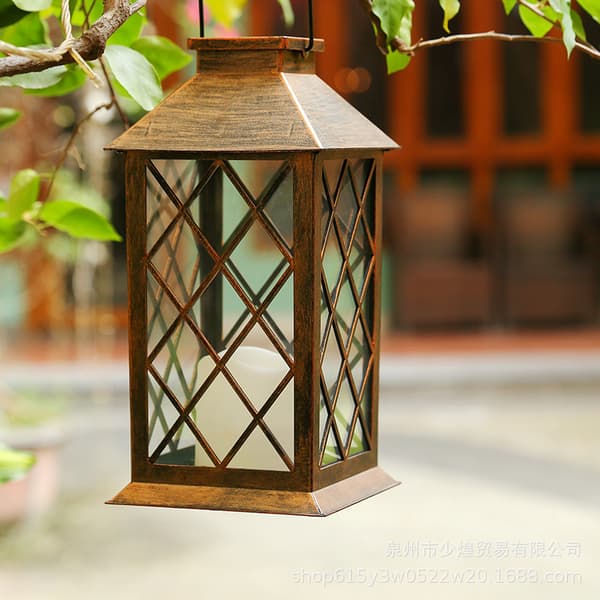 Solcellelanterne, LED Solcellelampe Udendørs, med LED Candle Flame Fire Effect [Energiklasse A+]