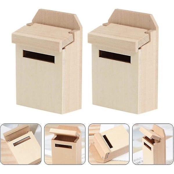 Miniaturepostkasse af træ i træ: 1:12 Ufærdig miniaturepostkasse