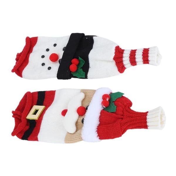 HURRISE Vinflaska Sleeve 2 St/Set Söt Santa Claus Snowman Vinflaskskydd Pullover Tröja