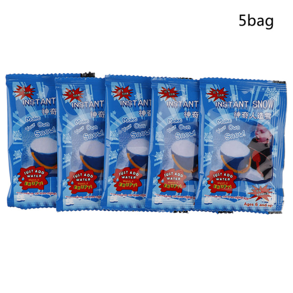 1/5-pakning kunstig snø Umiddelbart snøpulver Fluffy Snowflake F 5pcs
