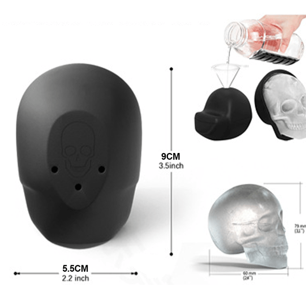 3D Skull Ice Cube Molds, Svart BPA-fri Silikon Isbitformer style 4