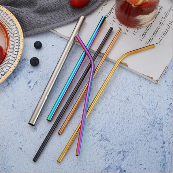 Rostfritt stål Straw Cocktail Straws Party Supplies S-Silver
