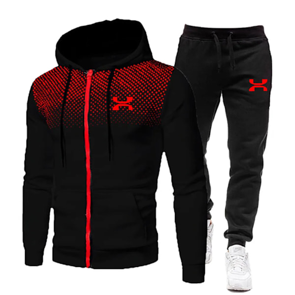 2023 Mote Treningsdress for Menn Hettegenser Fitness Gymklær Menn Løpesett Sportsklær Jogger Herre Treningsdress Vinterdrakt Sport black an R qd black an R XXXL