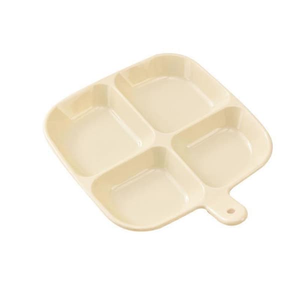 Husholdningsdelt tallerken, multifunksjonell tallerken for matlaging, oppbevaringstallerken for snacks og frukt, hvit
