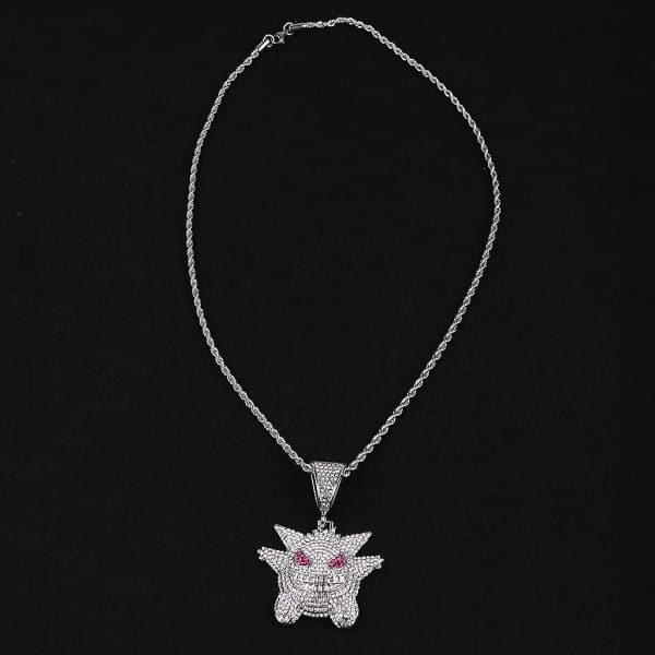 Smycken Män Rock Punk Iced Out Shiny Cz Diamond Mask Gengar Vampire Bull Hängsmycke Halsband