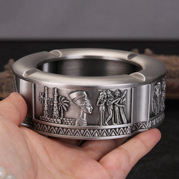 Egyptisk askfat Zinklegering Faraofigur Kamen Kreativ Retro Askfat Metallhantverk