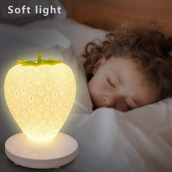 LED nattlys for barn Flerfarget silikon jordbærlampe Dimm