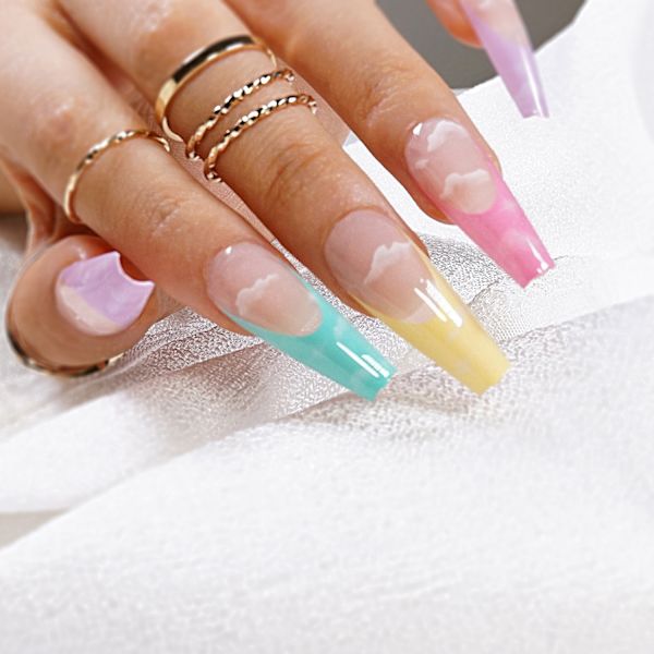 24st/låda Strass Lång Ballerina False Nail Tip Wearable 04