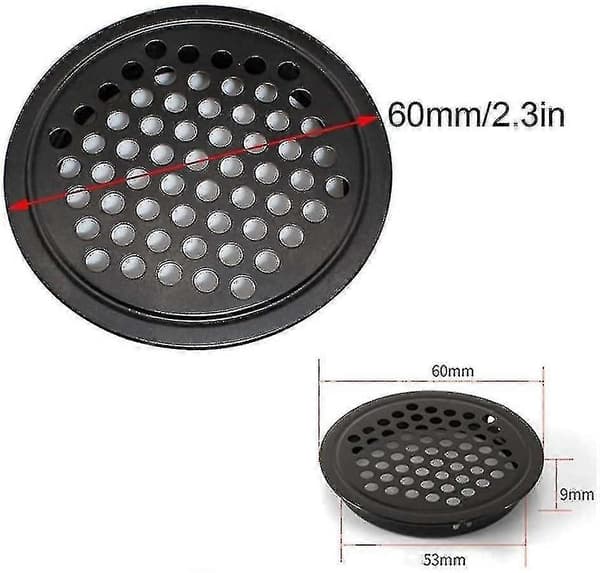 6 st Runda Ventilationsgaller Ventnät Garderobsgaller, 60mm Rostfritt Stål