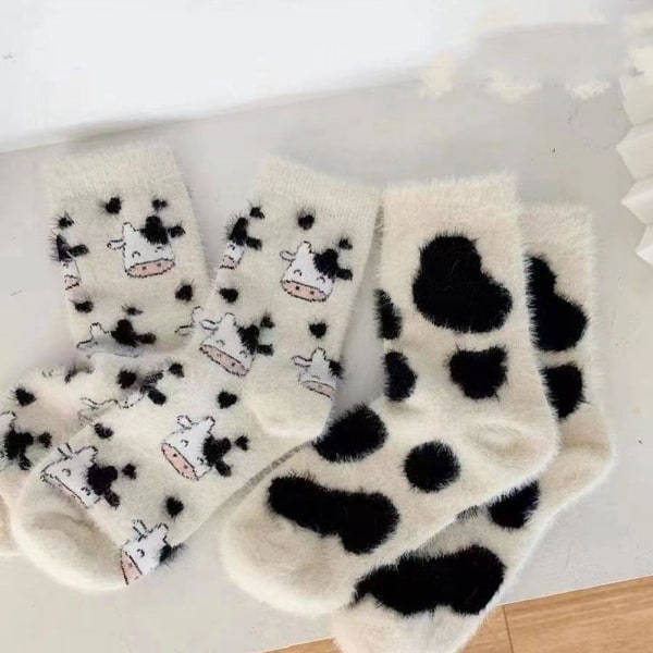 Dam SoftFluffy Sängstrumpor Vinter Varm Lounge Tofflor tecknad Så white 16*11cm