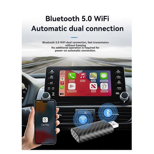Langaton CarPlay-sovitin hiilikuitu USB langaton Android Auto -dongle Mini Ai Box langallinen langattomaan Android Autoon -sovitin
