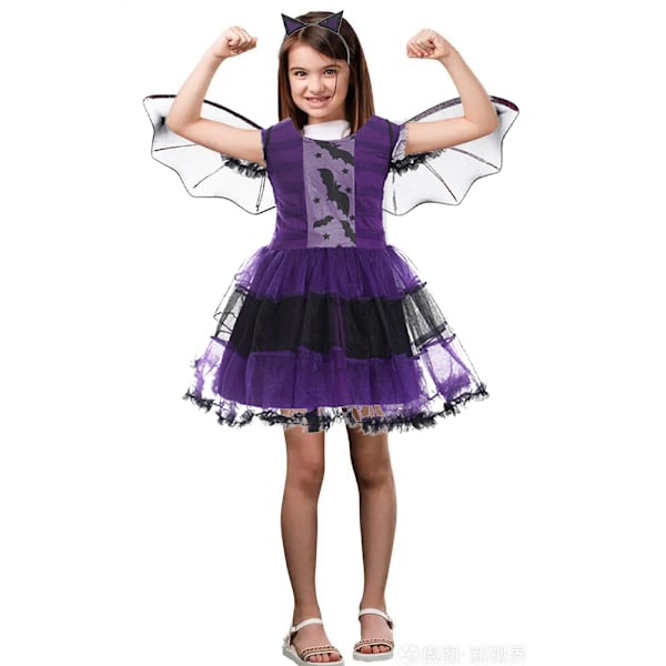 Häxdräkt för flickor, Fancy Dress Up för barnspindel, Halloween style 3 120cm