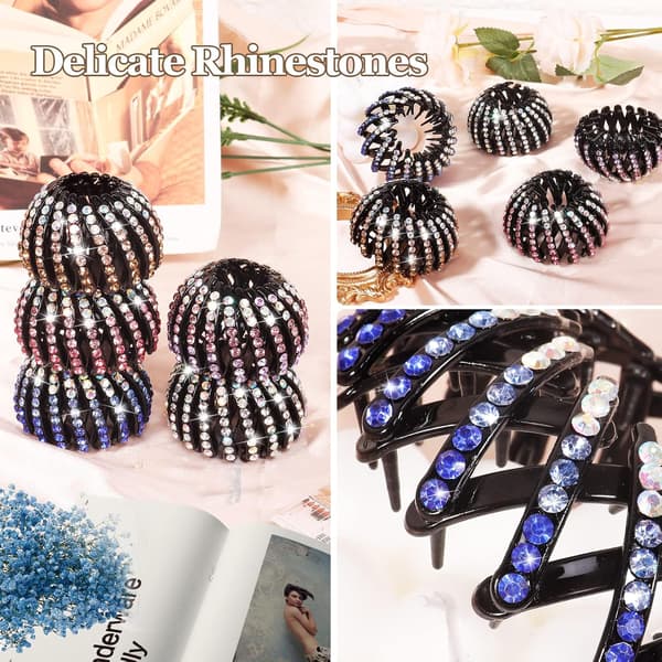 5 st Rhinestone Birds Nest Formade hårklämmor Expanderbar ponny