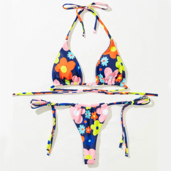 Kaksiosainen naisten printtikuvioinen pehmeä Bikini solmittu Naisten uimapuku rantavaatteet Värikkäät Suositut Violetit uima-asut Dark blue bottom S
