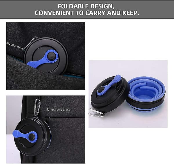 Hopfällbar resemugg - 1-pack silikon vikbar campingmugg sportflaska med
