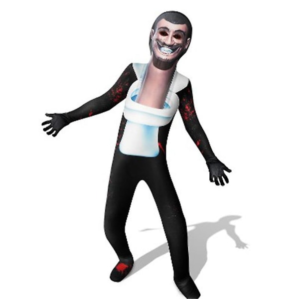 Halloween Skibidi Toilet Spil Rollespilskostume Toiletmand Cosplay Jumpsuit Toilet Man 130cm