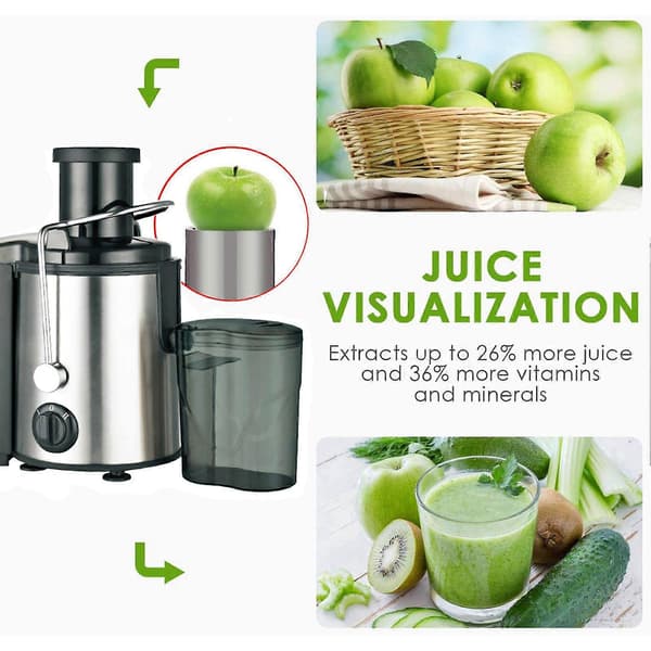 Elektrisk Juicer 1.5L Overophedningsbeskyttelse Rustfrit Stål Kraftfuld Automatisk Juicer til Hjemmekøkken