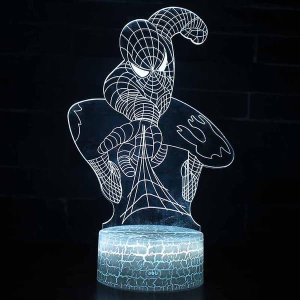 Spiderman 3d Led Illusion Nattljus 7 färger Bytbord