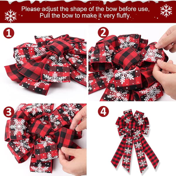 2 stk. juletræstop julesløjfer Buffalo Plaid indendørs