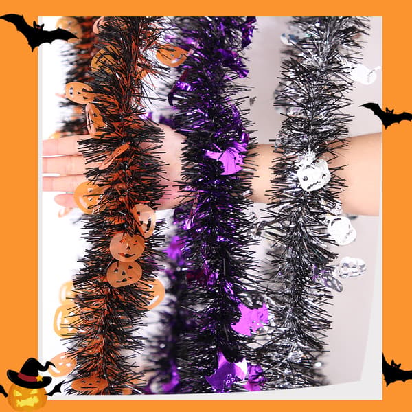 Halloween Glitter Wire Garland Glitter Hengende dekorasjon brown pumpkin