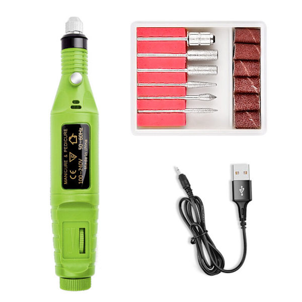 Mini elektrisk nagellacksmaskin elektrisk nagelfil grön usb