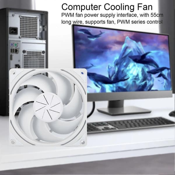 Kabinetkøleventilator Computer CPU 4 Pin Lydløs Stille Køler Effektiv Varmeafledning Intelligent Temperaturkontrol Stabil Høj Hastighed Computer Kabinet
