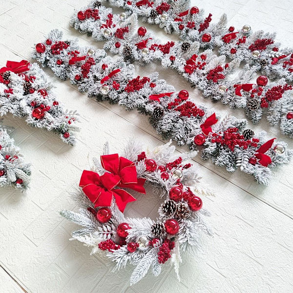 Jul flockande krans rottinghänge WREATH-40CM WREATH-40CM Wreath-40cm