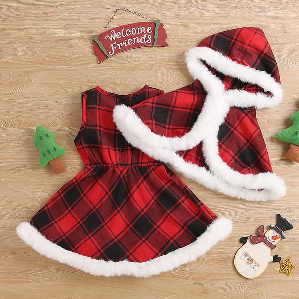Feriepiger Kjoler Plaid Julekostume Rød 120cm120cmrød
