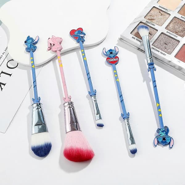 5-delars Stitch sminkborstset, kreativ tecknad puderborste och ögonskuggsborste