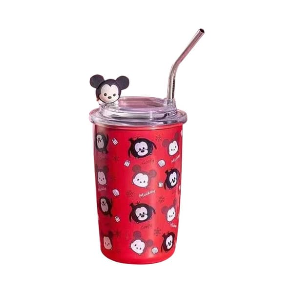 Tegnet rustfrit stål Vakuumkop Sød halmkop Hold varm og red mickey one-size