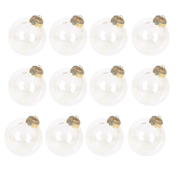 12 st jul transparent boll, fyllbar sfär prydnad för julgran gold