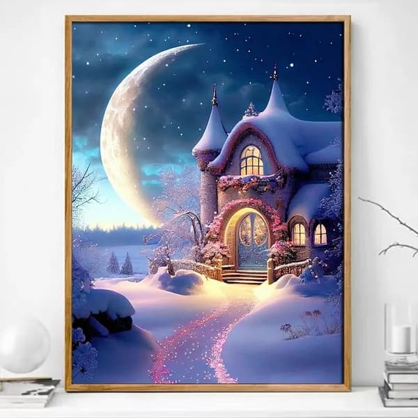 #30x40cm Voksen og Barn 5D DIY Diamantmalerisett - Snøfe #