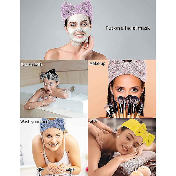 Pandebånd til ansigtsvask, pandebånd til ansigtsmakeup, pandebånd til brusebadspa, pandebånd i koralfleece, gaver til piger og kvinder, 2-pak