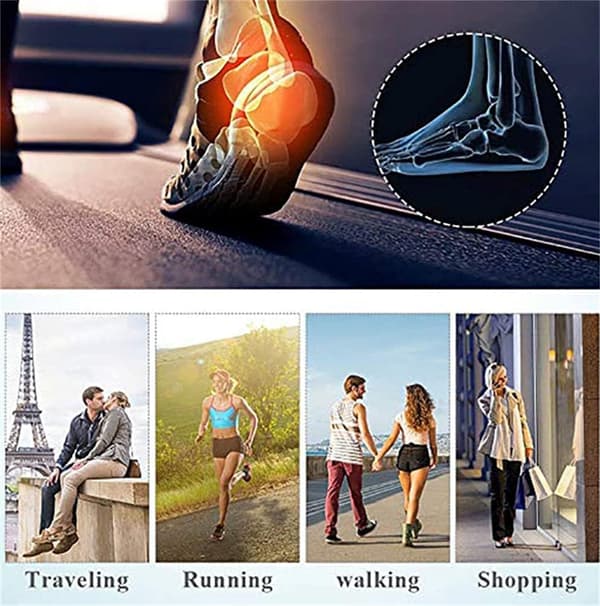 Ett par U-formade silikoninläggssulor i blått, storlek 42-46