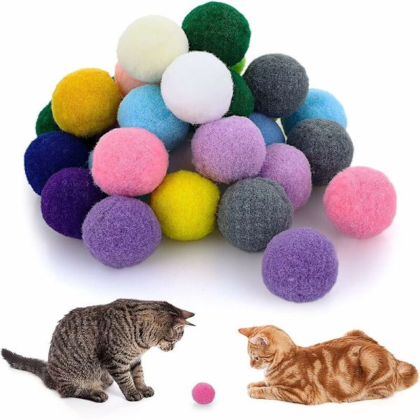 Kissalelupallot, pehmeät kissanpallot, kissanpentupallot, kissanlelu sisäkissoille, interaktiivinen pompom-pallolelu, 2,5 cm