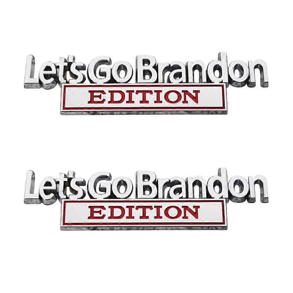 2 stk \"Lets Go Brandon\" bilsidehaleklistremerker, bilmetallmerke, bildekorasjonstilbehør