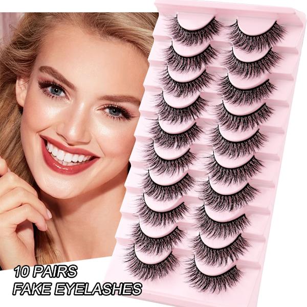 10 Par Mink Ögonfransar 3D Mink Fransar Tjocka Handgjorda Helremsa Fransar Grymhetsfria Mink Fransar Lösögonfransar Makeup B