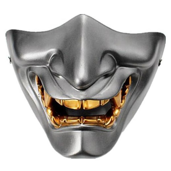 Cosplay Mask Game Half Face Airsoft Oni Mask Halloween Mask GRÅ grey