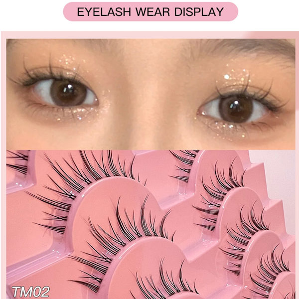 lear-Band lösögonfransar at-Eyes Wispy Natural Faux Mink Fransar Lätt volym Korta falska ögonfransar Manga Fransar C