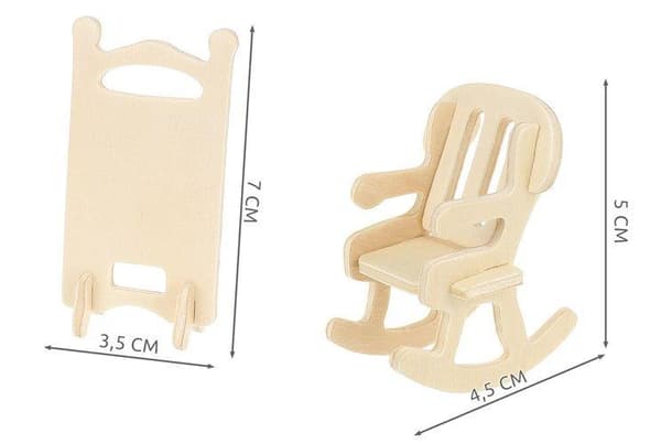 34 stk. Dukkehusmøbler / Dukkehusmøbler i træ beige