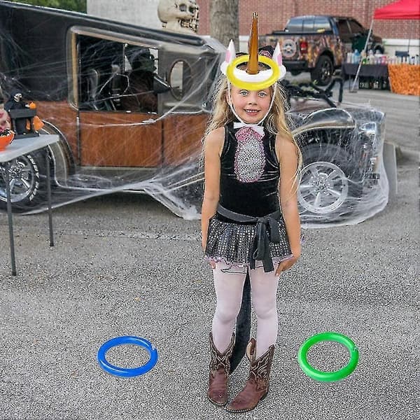 Enhörningsfestspel, uppblåsbart ringkastningsspelset inkluderar 2 enhörningar och 12 kastringar, festspelförmåner 2-pack-Bra