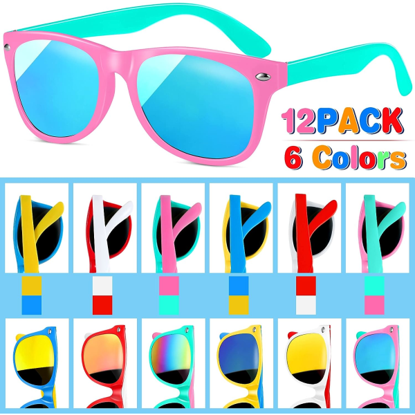 12/24/36Pack Neonsolglasögon med UV-skydd i bulk för barn, barnsolglasögon bulk, barnsolglasögon festfavorit, pojkar och flickor 3-6 år 12pack Kids Sunglasses