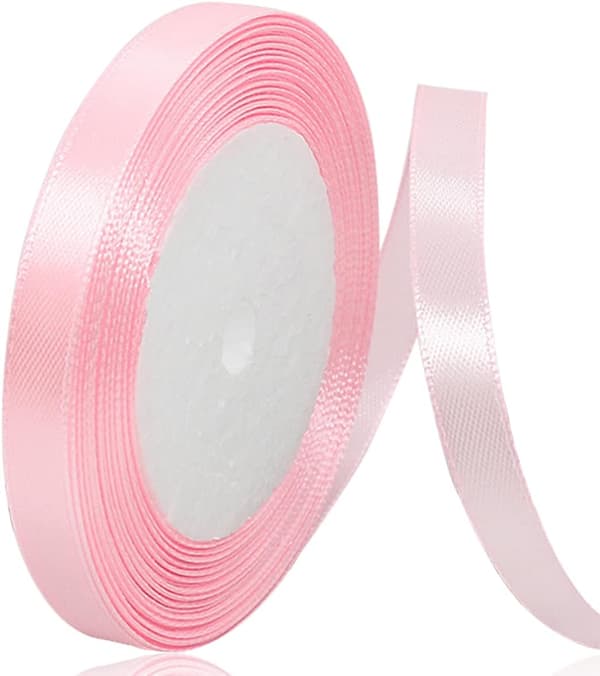 Lyserød satinbånd 10mm x 22m, satinbånd til gaveindpakning