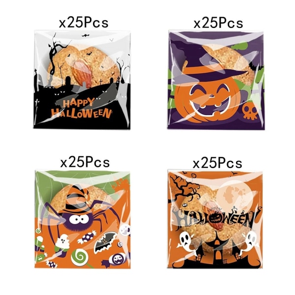 100 stk. Halloween Slikposer Slikkagepose MIX 6 STYLES MIX Mix 6 styles