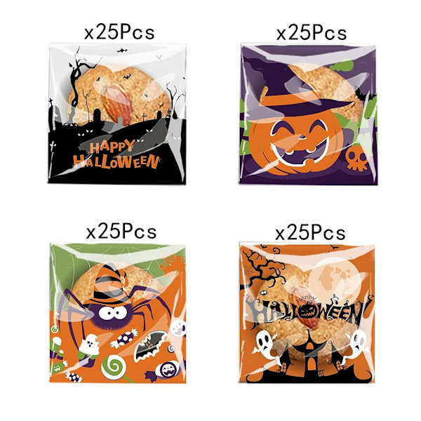 100kpl Halloween Karkkipussit Makeiskeksipussi MIX 6 TYYLIÄ MIX Mix 6 styles