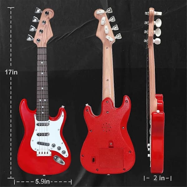 17-tums gitarrleksak för barn, 4-strängad elgitarr musikinstrument för barn, bärbar elektronisk instrumentleksak, B