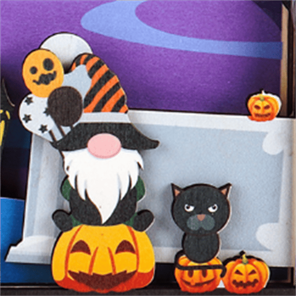 Trä Halloween prydnader, rolig klassisk retro bärbar