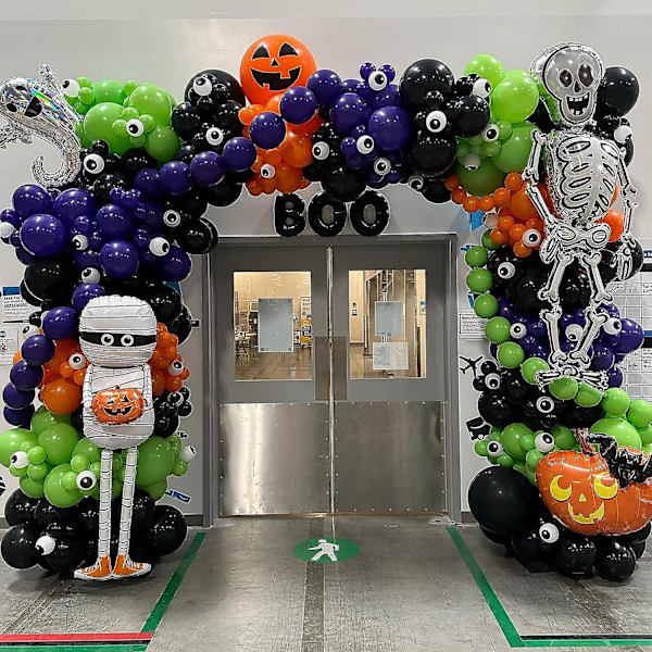 Halloween Ballonbue Kit - 134 Pack Sort Orange Lilla Grøn