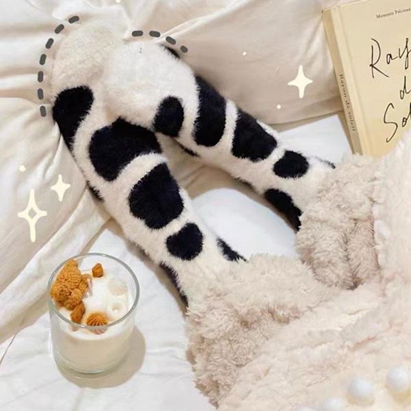 Dam SoftFluffy Sängstrumpor Vinter Varm Lounge Tofflor tecknad Så white 16*11cm