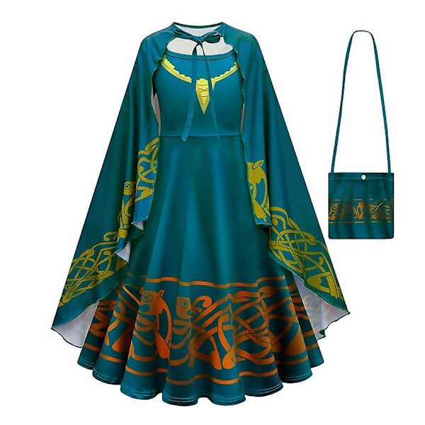 Rohkea Merida Asut Tyttö Takki Halloween Asut Lapsille Neito Haori Asu Merida Cosplay Anime Hieno Puku Karnevaali Fantasia 3pcs 140 (for 130-140cm)